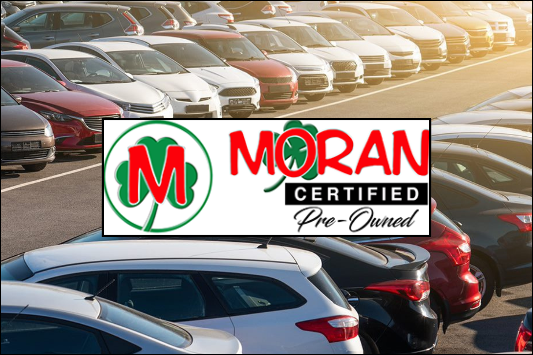 Moran Certified Pre-Owned logo overlaying an array of cars