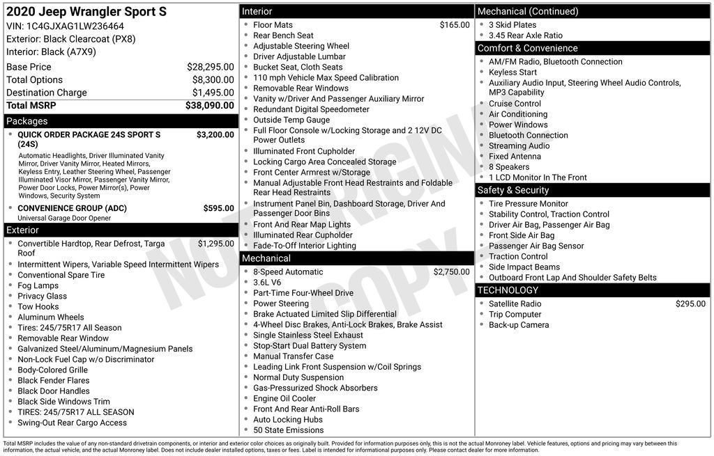 2020 Jeep Wrangler Sport S