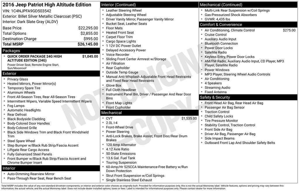 2016 Jeep Patriot High Altitude