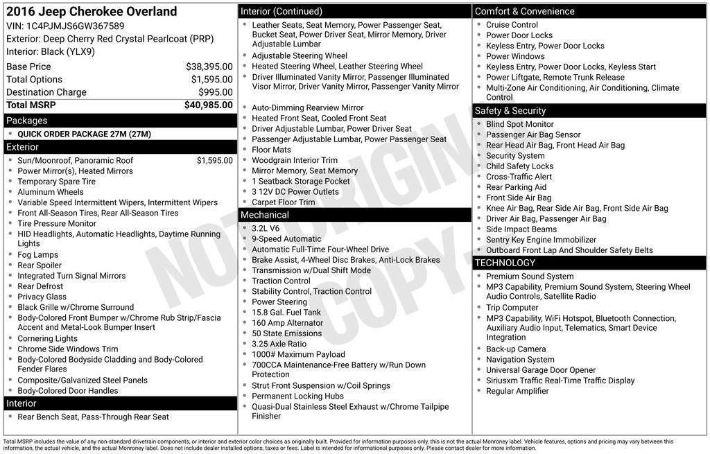 2016 Jeep Cherokee Overland