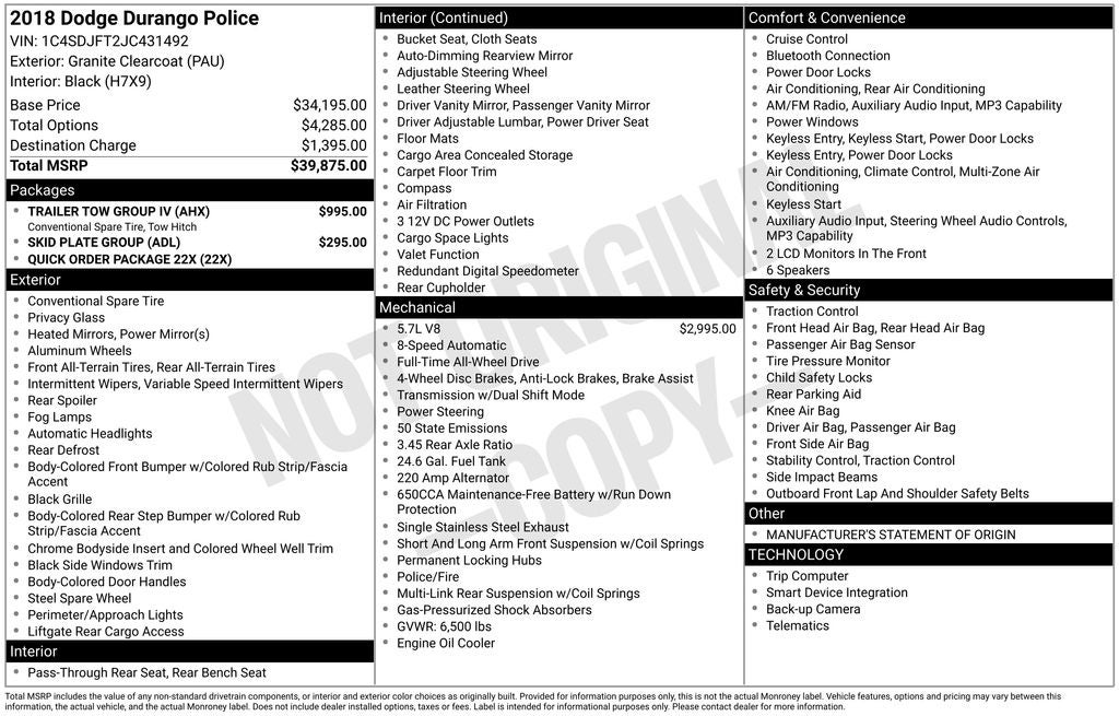 2018 Dodge Durango Police