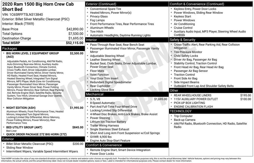 2020 RAM 1500 Big Horn/Lone Star