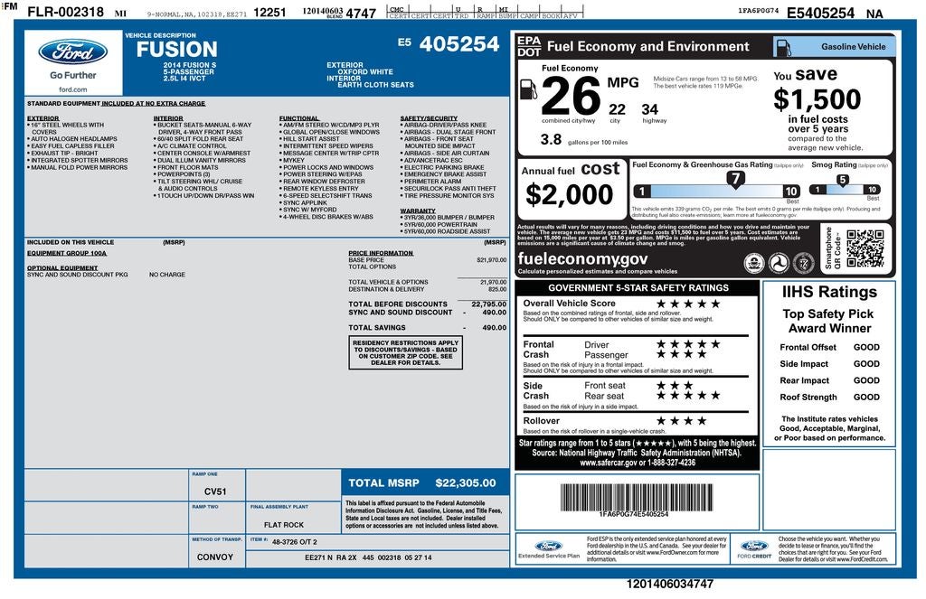 2014 Ford Fusion S