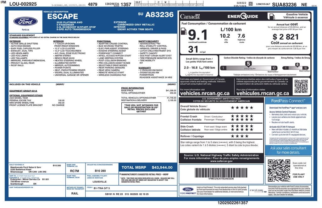 2025 Ford Escape Platinum AWD's photo