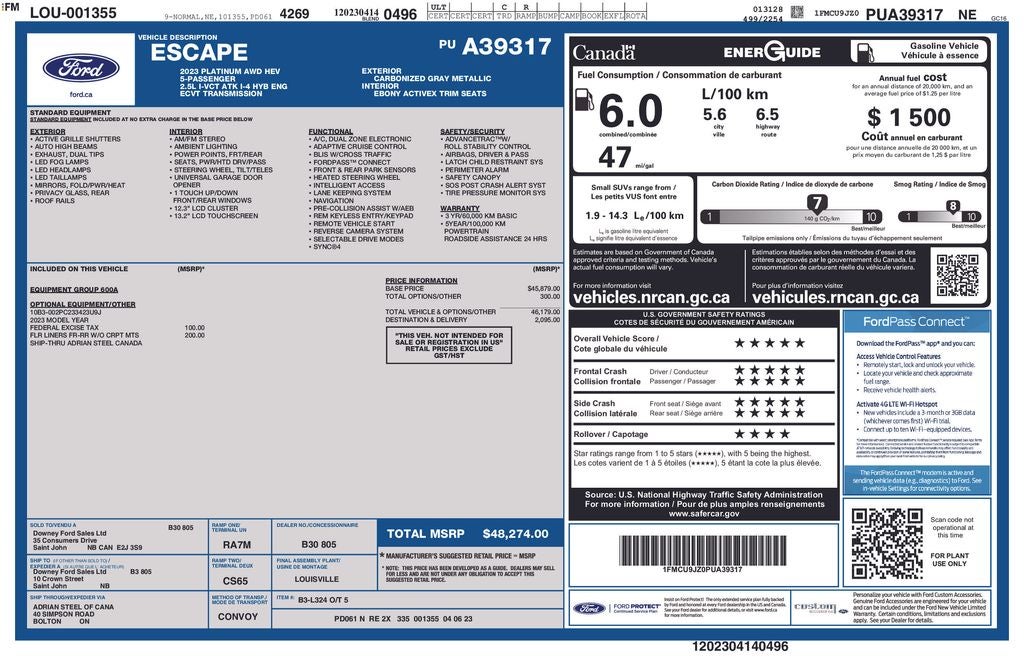 2023 Ford Escape Platinum AWD Hybrid's photo