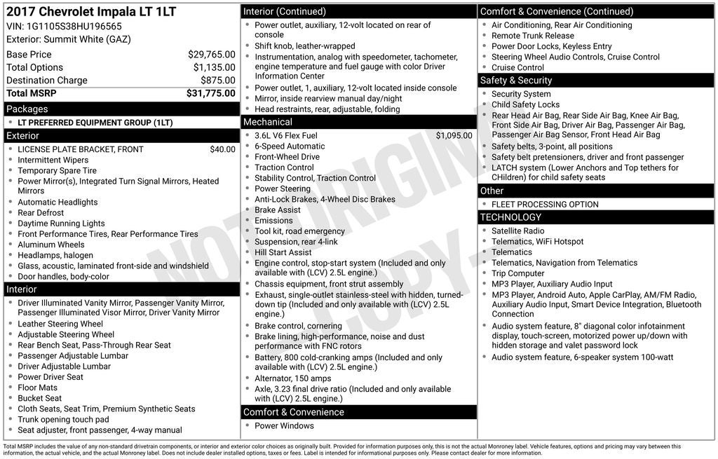 2017 Chevrolet Impala LT 1LT