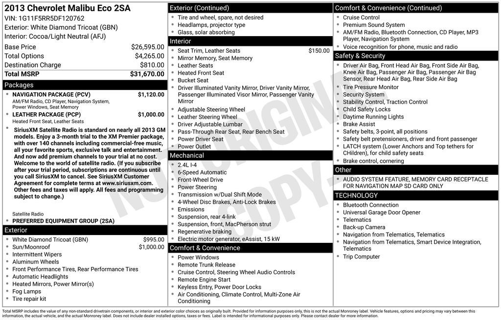 2013 Chevrolet Malibu Eco Premium Audio
