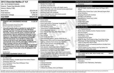 2012 Chevrolet Malibu LT 1LT