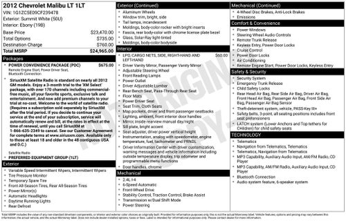2012 Chevrolet Malibu LT 1LT