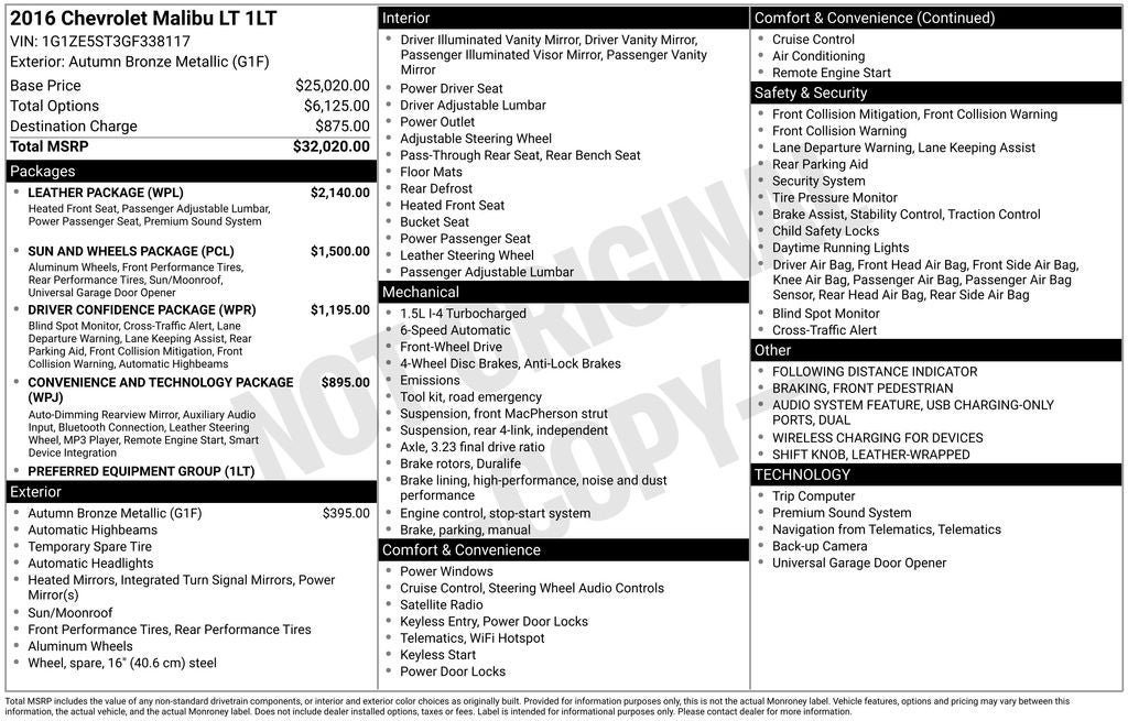 2016 Chevrolet Malibu LT 1LT