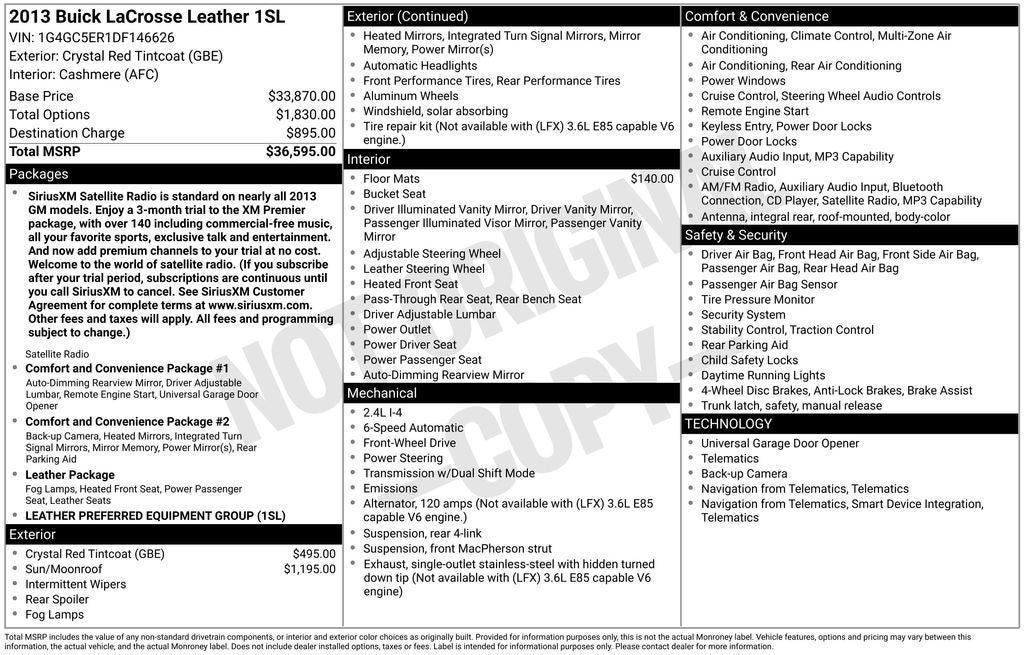 2013 Buick LaCrosse Leather Group