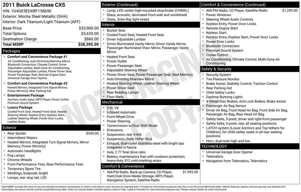 2011 Buick LaCrosse CXS