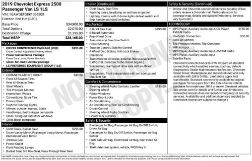 2019 Chevrolet Express 2500 LS Passenger