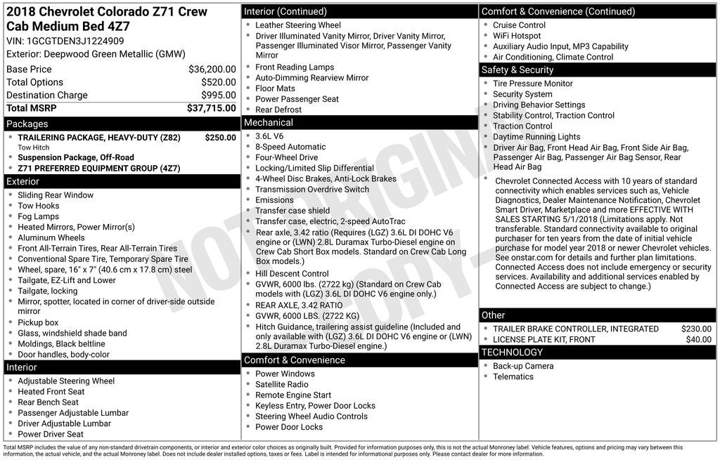 2018 Chevrolet Colorado Z71