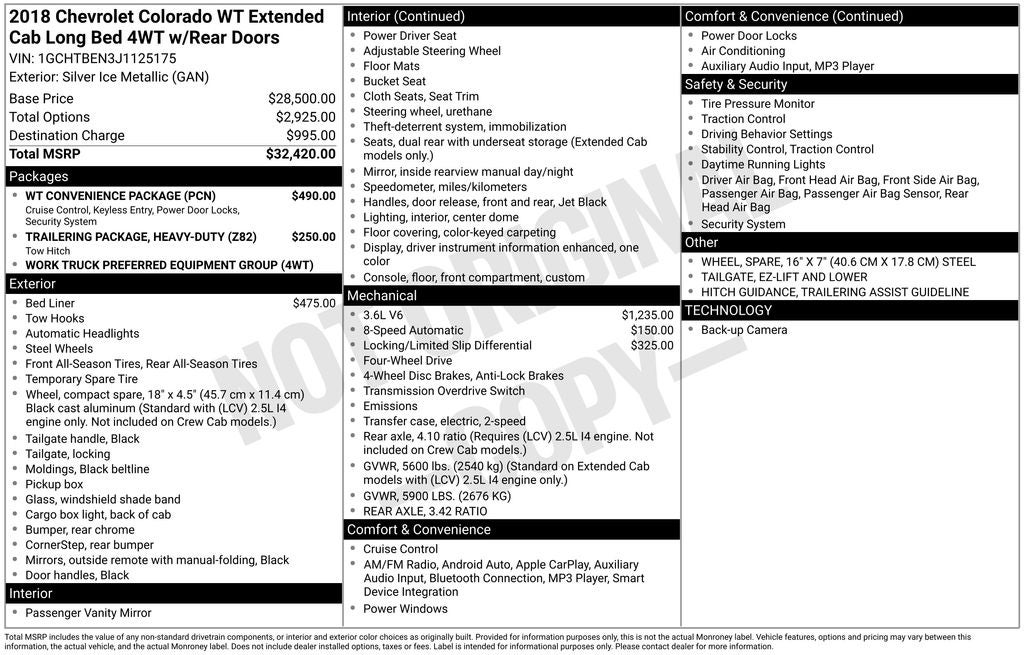 2018 Chevrolet Colorado Work Truck