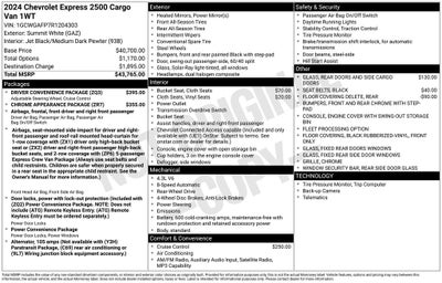 2024 Chevrolet Express 2500 Work Van Cargo