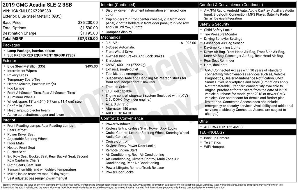 2019 GMC Acadia SLE-2