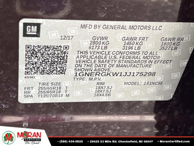 2018 Chevrolet Traverse LT Cloth w/1LT