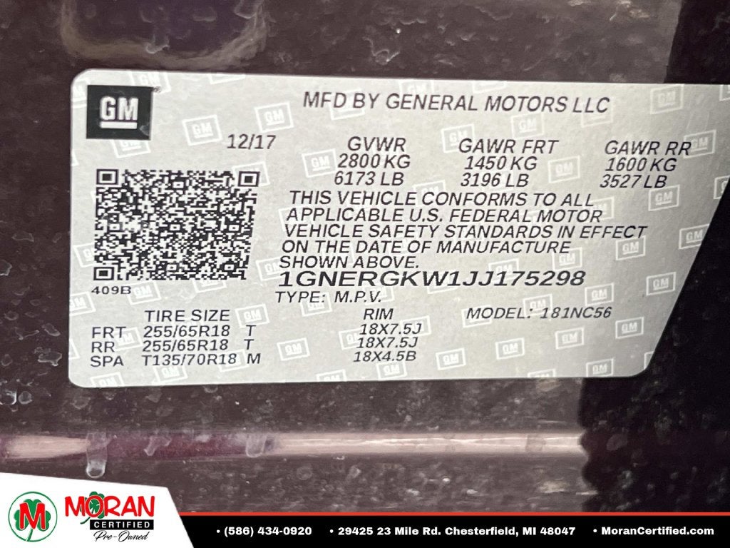 2018 Chevrolet Traverse LT Cloth w/1LT