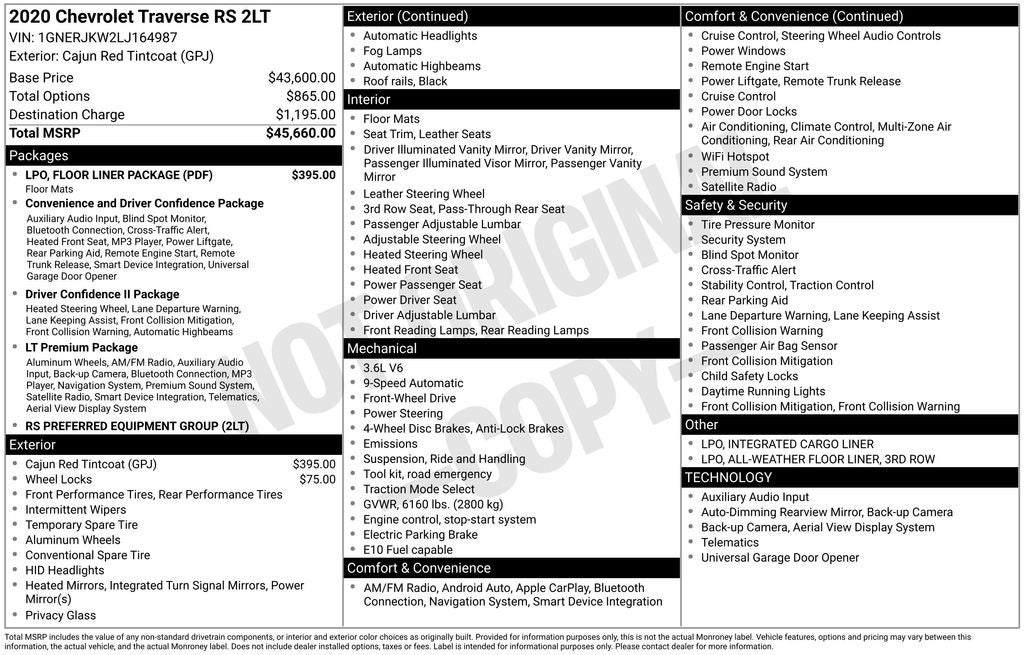 2020 Chevrolet Traverse RS
