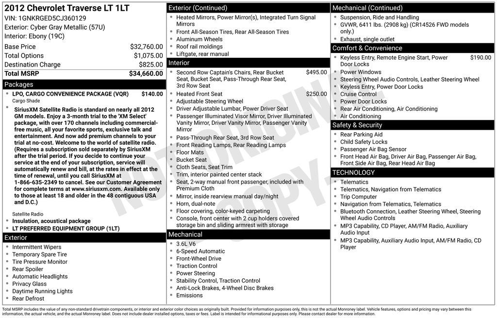2012 Chevrolet Traverse LT 1LT