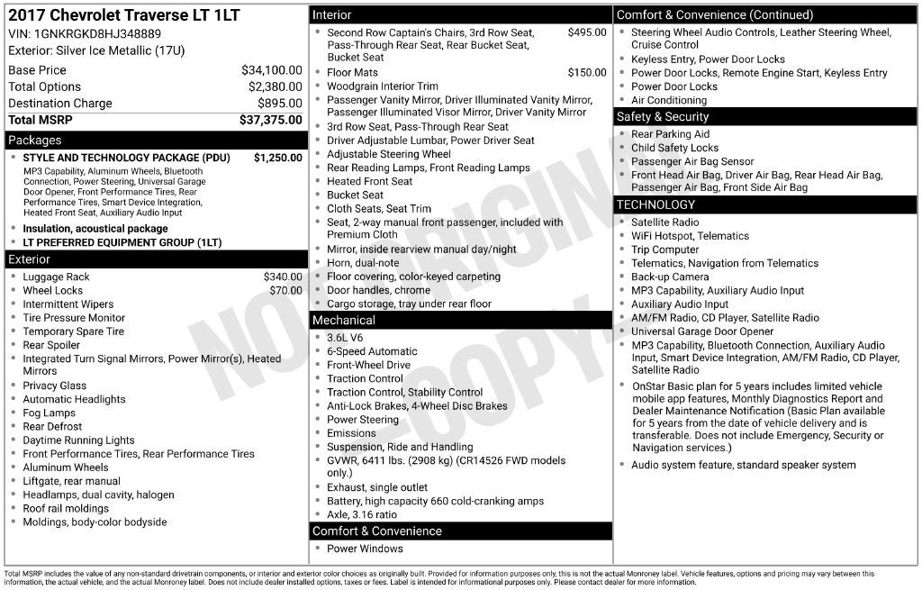 2017 Chevrolet Traverse LT 1LT