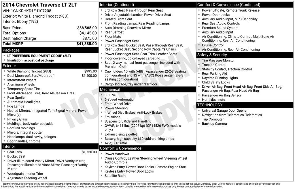 2014 Chevrolet Traverse 2LT 2LT