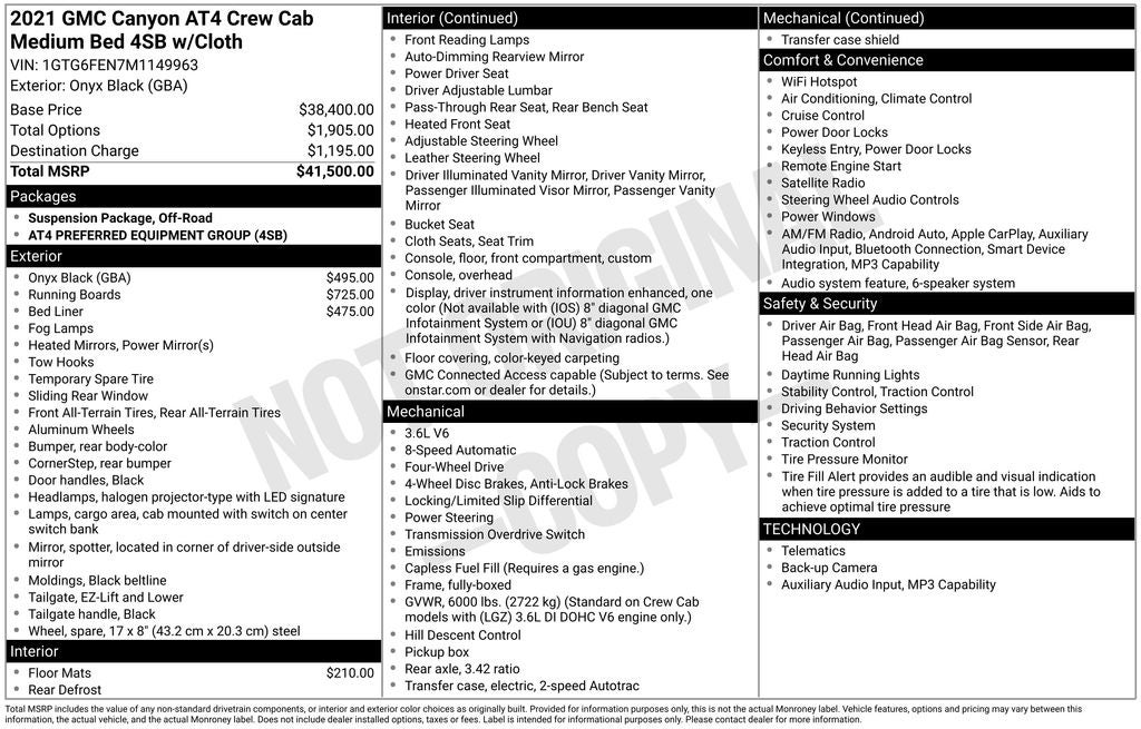 2021 GMC Canyon AT4 w/Cloth
