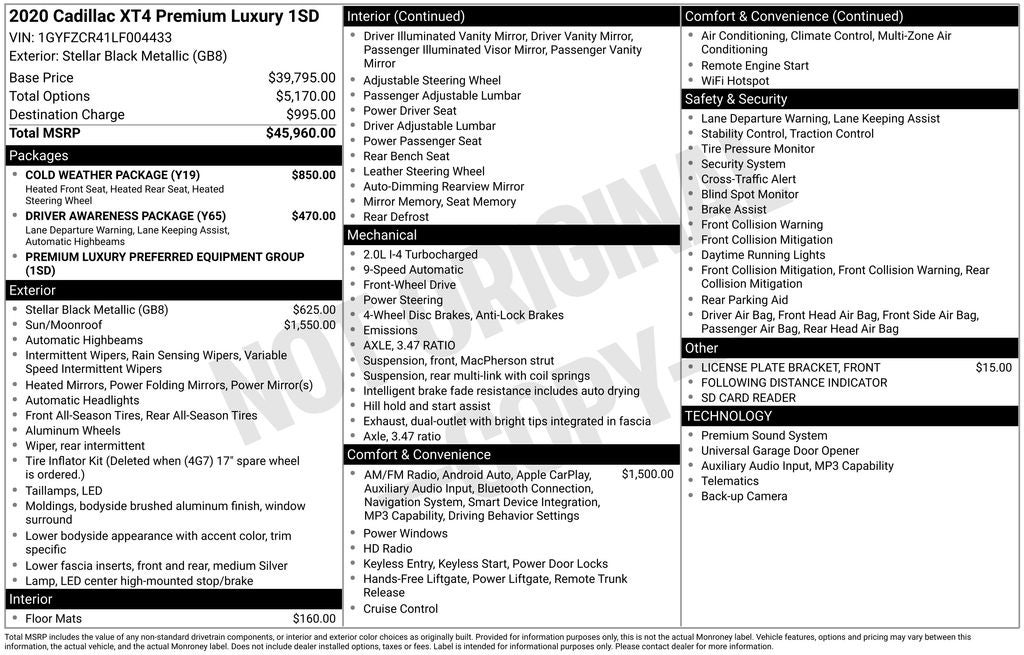 2020 Cadillac XT4 Premium Luxury