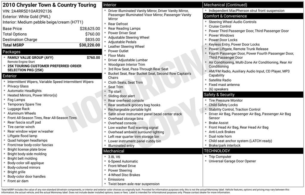 2010 Chrysler Town & Country Touring