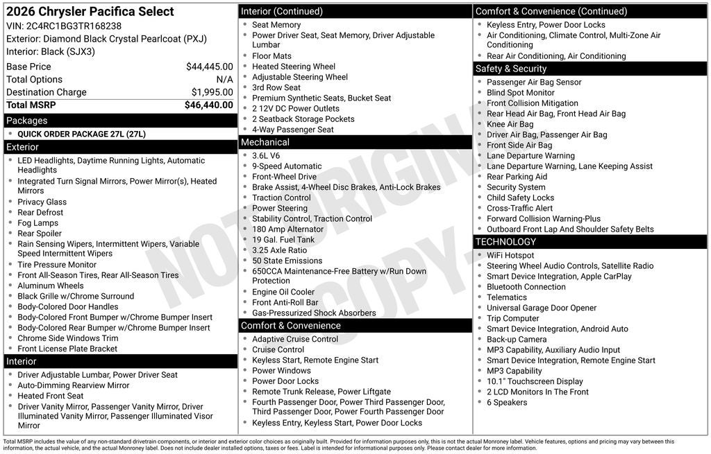 2026 Chrysler Pacifica Select