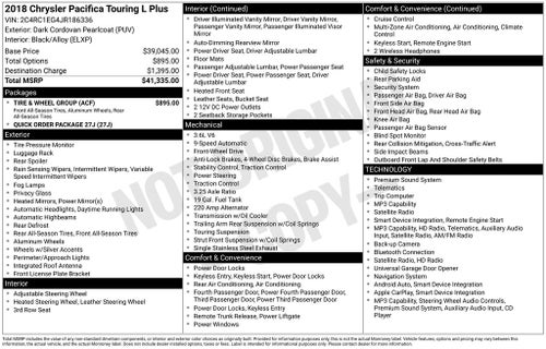 2018 Chrysler Pacifica Touring L Plus