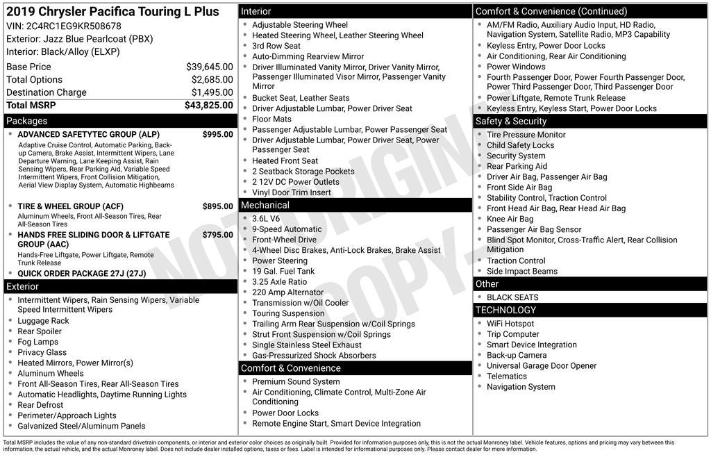 2019 Chrysler Pacifica Touring L Plus's photo