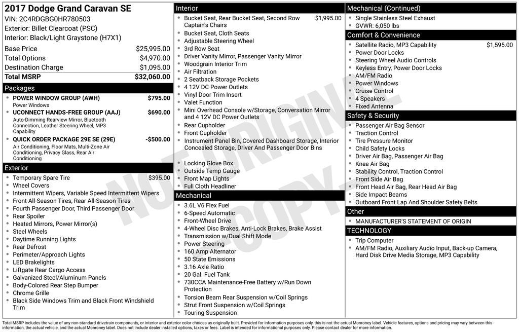 2017 Dodge Grand Caravan SE