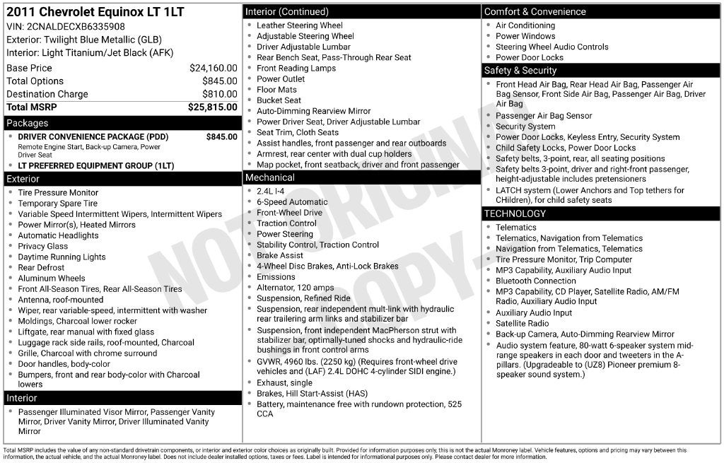 2011 Chevrolet Equinox LT 1LT