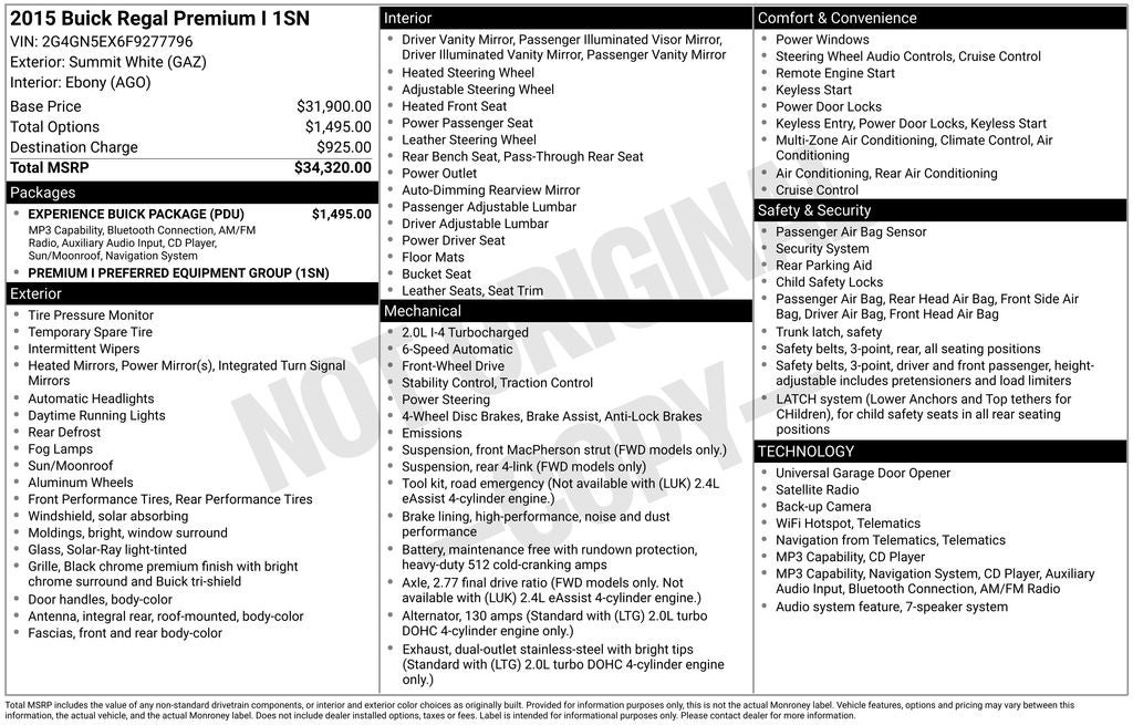 2015 Buick Regal Turbo/e-Assist Premium I