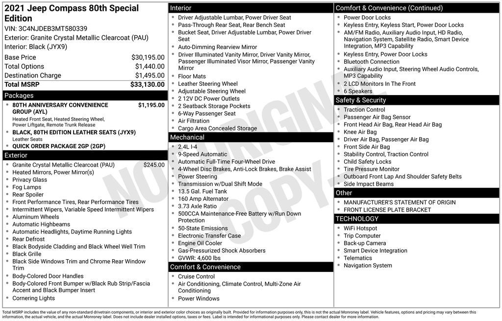2021 Jeep Compass 80th Special Edition