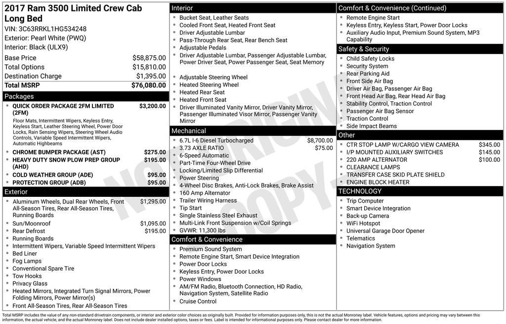 2017 RAM 3500 Limited