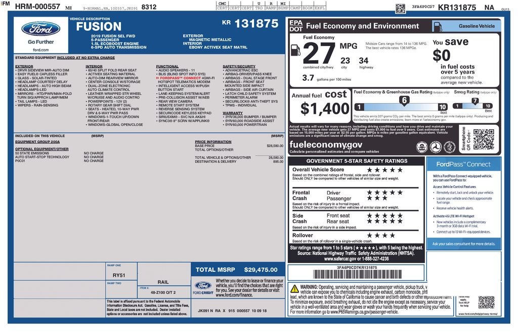 2019 Ford Fusion SEL