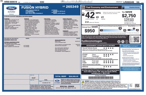 2020 Ford Fusion Hybrid SE