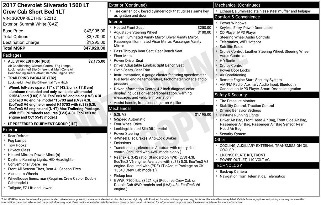 2017 Chevrolet Silverado 1500 LT LT1