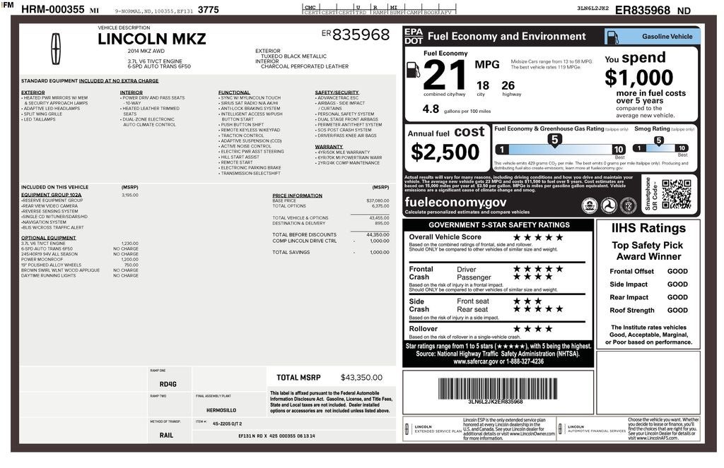 2014 Lincoln MKZ Base