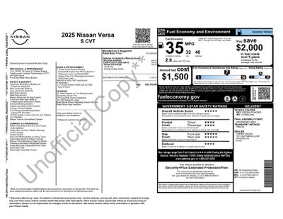 2025 Nissan Versa 1.6 S