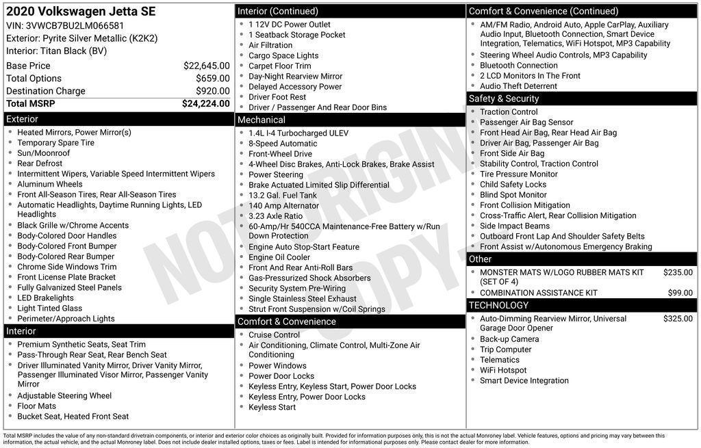 2020 Volkswagen Jetta 1.4T SE