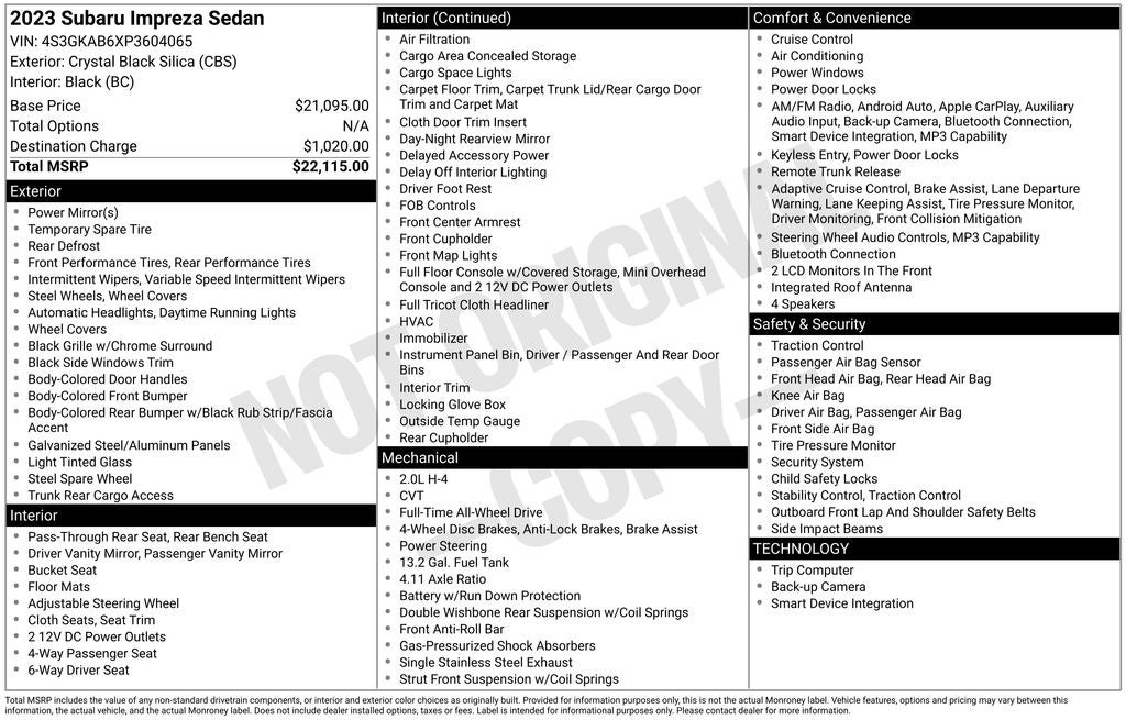 2023 Subaru Impreza Base