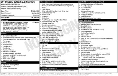 2013 Subaru Outback 2.5i Premium