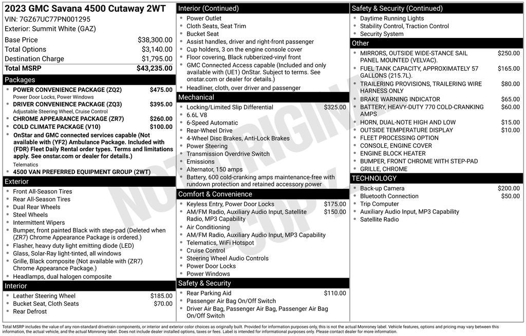 2023 GMC Savana Cutaway 4500 4500 Van