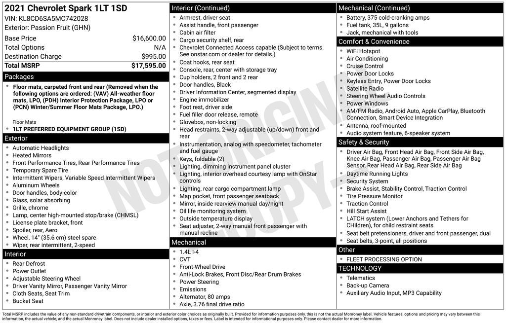 2021 Chevrolet Spark 1LT