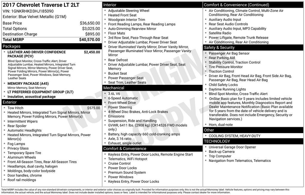 2017 Chevrolet Traverse 2LT 2LT