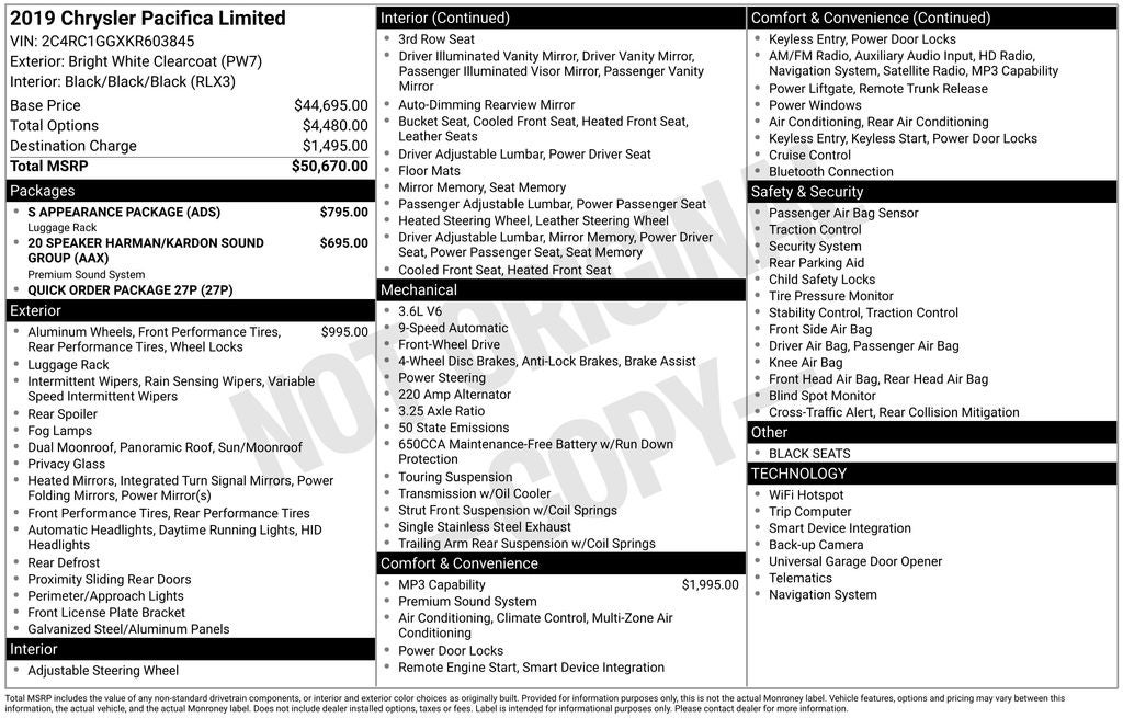 2019 Chrysler Pacifica Limited